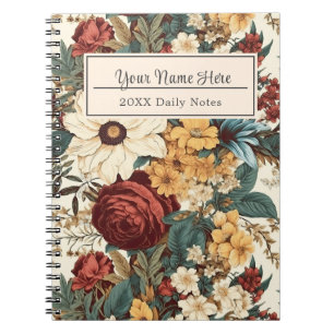 bloemen van Roos, tulp, lelies en madeliefjes Notitieboek