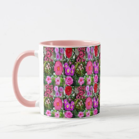 Bloemen van roze: een bloemige fotocollage mok (Links)