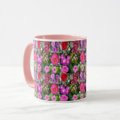 Bloemen van roze: een bloemige fotocollage mok (Voorkant links)