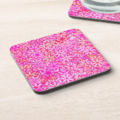 bloemen van roze, perziken, orchidee en koraal onderzetter (Linkerzijde)