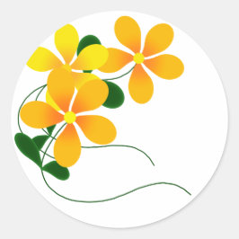 Bloemen van Sinaasappel en geel Ronde Sticker