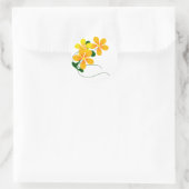 Bloemen van Sinaasappel en geel Ronde Sticker (Tas)