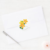 Bloemen van Sinaasappel en geel Ronde Sticker (Envelop)