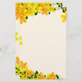 Bloemen van Sinaasappel & Gele Grens Briefpapier (Voorkant / Achterkant)