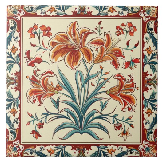 Bloemen van Sinaasappel Tegeltje (Voorkant)