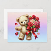 Bloemen van teddyberen versturen briefkaart (Voorkant / Achterkant)