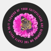 Bloemen van uw trouw Bloem & Vlinder Ronde Sticker (Voorkant)