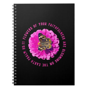 Bloemen van Uw Trouw Roze Bloem op Zwart Notitieboek