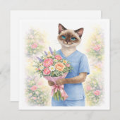 Bloemen van verpleegster voor moeder feestdagenkaart (Voorkant / Achterkant)