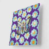 Bloemen van vlinder en madeliefje vierkante klok (Hoek)