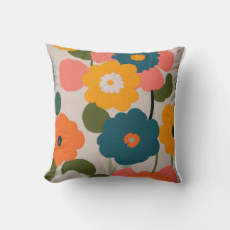 "Bloemen van vreugde: kleurrijke bloem-versierd Kussen