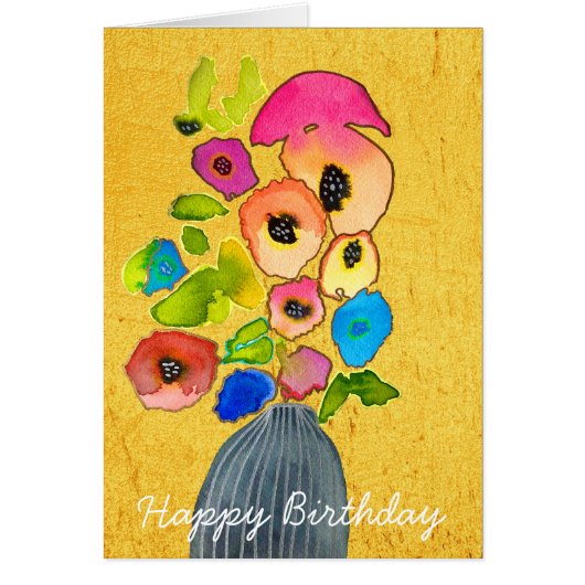 bloemen van waterverf, vaas (Voorkant)