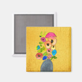 bloemen van waterverf, vaas magneet (Voorkant / Achterkant)