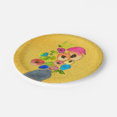 bloemen van waterverf, vaas papieren bordje (Gekanteld)