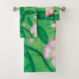 Bloemen van wilde rozen bad handdoek