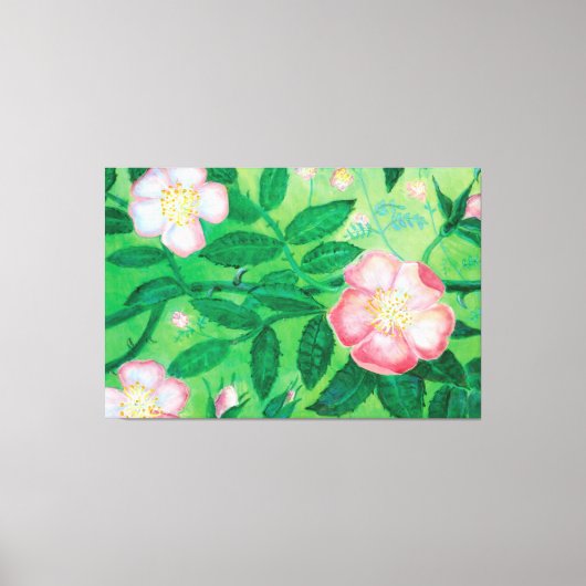 Bloemen van wilde rozen canvas afdruk (Voorkant)