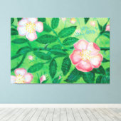 Bloemen van wilde rozen canvas afdruk (Insitu (Houten vloer))