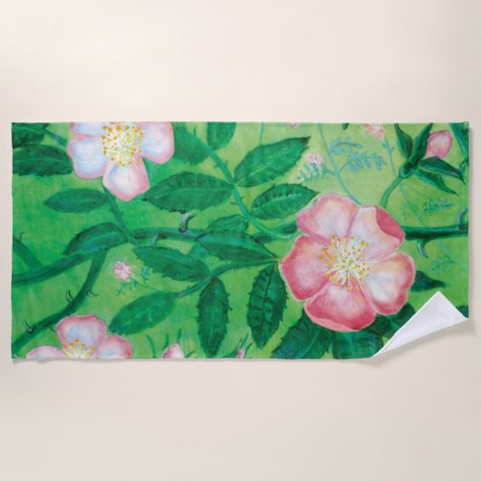 Bloemen van wilde rozen strandlaken (Voorkant)