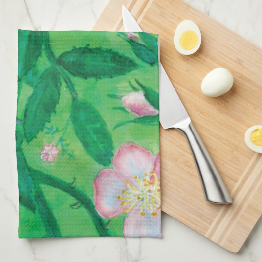 Bloemen van wilde rozen theedoek (Quarter Fold)