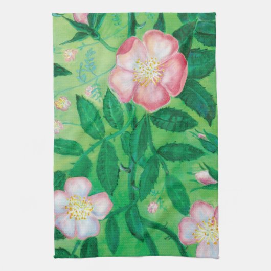 Bloemen van wilde rozen theedoek (Verticaal)