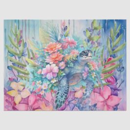Bloemen van Zee Turtle & Pastel Tissuepapier