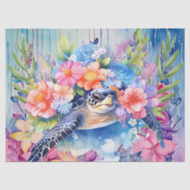 Bloemen van Zee Turtle & Pastel Tissuepapier