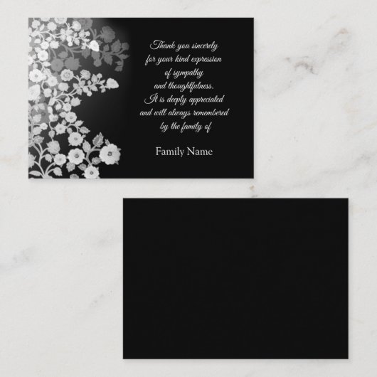Bloemen van zicht na begrafenis bedankkaarten notitiekaartje (Voorkant / Achterkant)