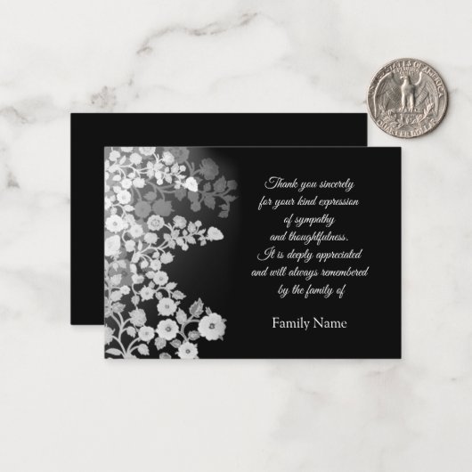 Bloemen van zicht na begrafenis bedankkaarten notitiekaartje (Voorkant / Achterkant in situ)