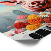 Bloemen & Varkensmuurkunst Poster (Hoek)