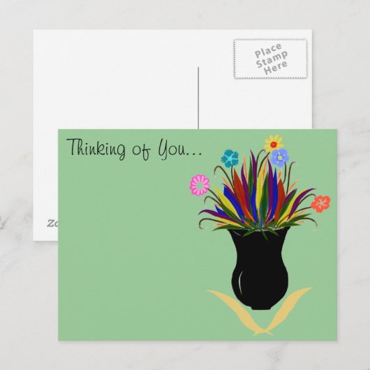 bloemen Vase Denken aan je Briefkaart (Voorkant / Achterkant)