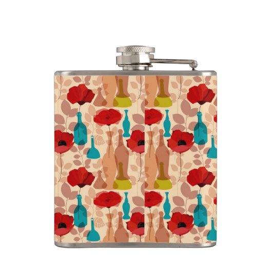 Bloemen, vassen en flessen heupfles (Achterkant)