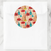 Bloemen, vassen en flessen ronde sticker (Tas)