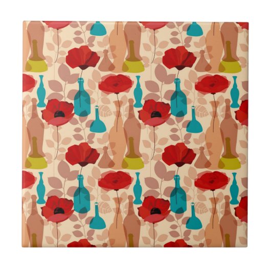 Bloemen, vassen en flessen tegeltje (Voorkant)