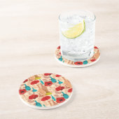 Bloemen, vassen en flessen zandsteen onderzetter (Zijkant)