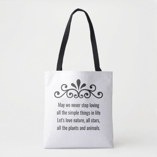 Bloemen Vector, Natuur Liefde Tekst op Wit Tote Bag (Voorkant)