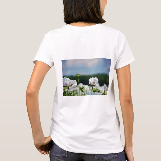 Bloemen veld, Papaver somneferum maanzaad bloem. T-shirt (Achterkant)