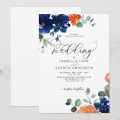 Bloemen verbrande Oranje marinevlieger Rust Floral Kaart (Voorkant / Achterkant)