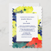 Bloemen verbrande Sinaasappel geel marineblauw gro Kaart (Voorkant)