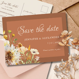 Bloemen verbrande Sinaasappel Rust Terracotta Save Briefkaart