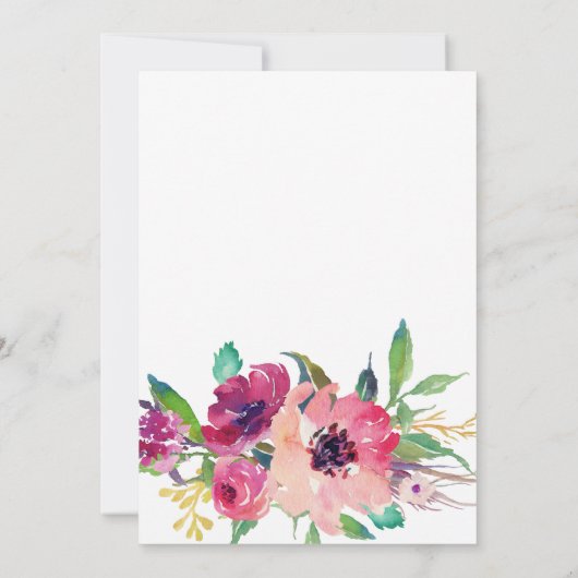 Bloemen veren Bloemen Bruids Douche Uitnodiging (Achterkant)