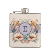 Bloemen veren toevoegen initiaal paarse heupfles (Voorkant)