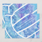 Bloemen veren veren pasteitspatroon blauw volleyba kaart (Voorkant / Achterkant)