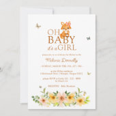 Bloemen verhalenboek Fox Oh Baby Meisje Douche Kaart (Voorkant)