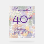 Bloemen Verjaardag Brunch Acryl Tafel Teken Acryl Bord (Voorkant)