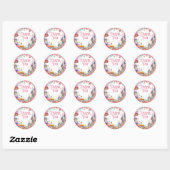 Bloemen Verjaardag Fairy Verjaardag Pink Princess  Ronde Sticker (Vel)