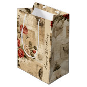  Bloemen Verjaardag Gift Bag Medium Cadeauzakje (Voorkant Gekanteld)