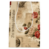  Bloemen Verjaardag Gift Bag Medium Cadeauzakje (Achterkant)