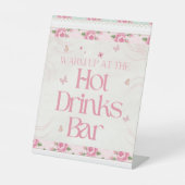 Bloemen Verjaardag Hot Drinken Bar Sign Reclamebord Met Voetstuk (Voorkant)