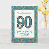 Bloemen Verjaardag Kaart 90 jaar jonge oma (Gele Bloem)