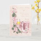 Bloemen Verjaardag Kaart met schoenen, portemonnee (Gele Bloem)